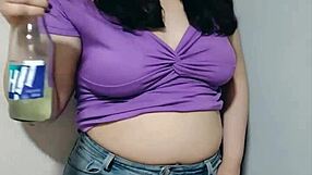 Nicole is teasing us before she stuffs her stomach with food in this pov video