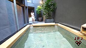 Asian Housewife Masturbates With Toys In Hot Spring