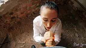 pov long haired teen facefucked in abandoned building