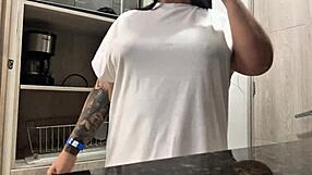 Can You Handle Juicy Masturbation In Hotel Kitchen With Big Natural Tits?