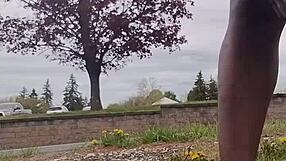 Practicing indoor exercise routine outdoors privately.