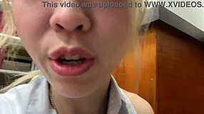 Asian girl masturbates in library next to reader