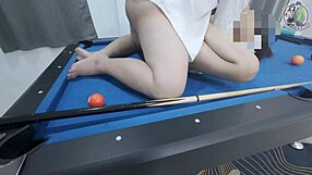 Thai Girl Climbed The Pool Table And Got Fucked Hard เสียงไทย