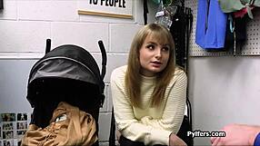 Big dick hottie steals dildo in back office.