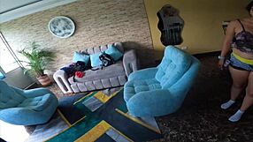 Stepsister Enters Room for Cum Teasing Dance in New Condo