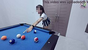 Thai Girl Climbed The Pool Table And Got Fucked Hard เสียงไทย