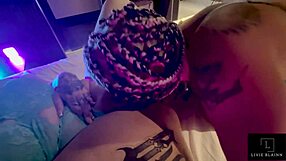 thicc pawgs share a big black cock in a wild threesome with licking and riding