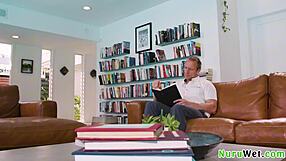 Clarke Kent and River Lynn's Big Tit Blondie Teen Rubs Tits and Body on Client During Slippery Massage