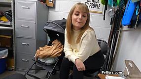 Big dick hottie steals dildo in back office.