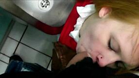 Russian Whore Blows in Toilet