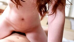 red-haired milf enjoys creampie sex with shaved pussy in homemade video