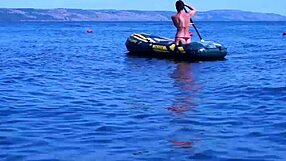 Amateurs in Bikini on Boat in Volga-River Water