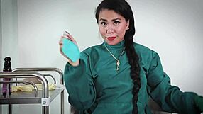 Nurse demonstrates latex gloves fetish in hospital setting