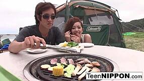 Japanese Girlfriend Gives Blowjob Outdoors