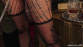 Alt couple brutally torments locked dick man