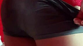 modeling a red lace thong in mexican lingerie with dancing and pantyhose