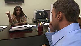 Black chick with big boobs candice nicole sucks and fucks with white cock