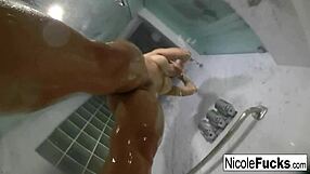 Nicole Aniston Showers Nude, Masturbating with Big Tits Exposed in Steamy Bathroom