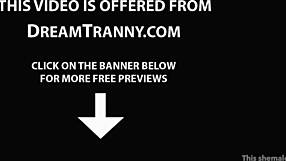 I love watching brunette shemale get creampied in bareback threesome.