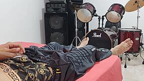 Man strokes his big cock solo in front of camera