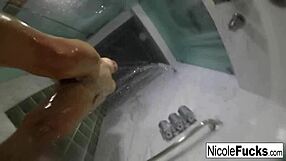 Nicole Aniston Showers Nude, Masturbating with Big Tits Exposed in Steamy Bathroom