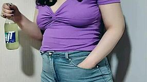 Nicole is teasing us before she stuffs her stomach with food in this pov video