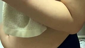 beautiful busty married woman nude before filming, nipples washed clean