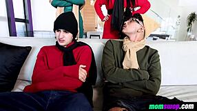 Watch these step-moms blow their ill stepsons in a wild orgy!