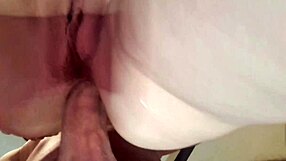 Brazilian housewife moans during careful anal creampie with her husband.