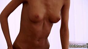 Old white man with young 18+ girl, finally she gets blowjob.