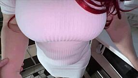 Mature milf's dress reveals big ass in thong, teasing anal play.