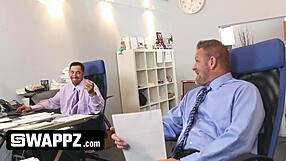 Office Swap Horny Stepdads Trade Teen 18+ Stepdaughters For Bareback Fun