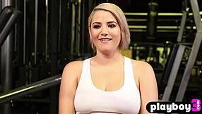 big ass milf working out with friends, guy helps with exercises