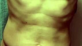 beautiful busty married woman nude before filming, nipples washed clean