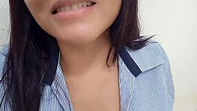 Secretary Excited in Office Touches Herself While Waiting for Clients