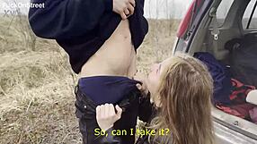 Horny Teen Couple Fucks Roughly In The Car!