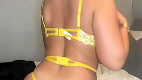 British exchange student engages in solo masturbation and orgasm