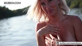 Boat adventure with blonde teen