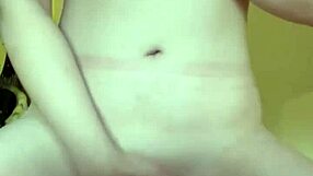 18yo Amateur with Pale Huge Natural Tits Cums Hard All Over Her Stuffed Panties