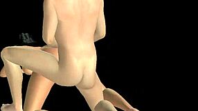 animated cartoon of japanese man and indian woman in doggy style with mutual touching