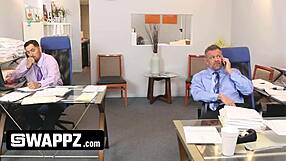 Office Swap Horny Stepdads Trade Teen 18+ Stepdaughters For Bareback Fun