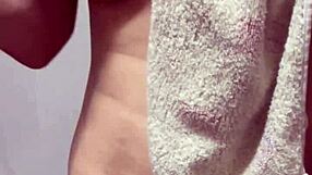 beautiful busty married woman nude before filming, nipples washed clean