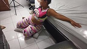 Latina brunette stays big during doggystyle cum in mouth