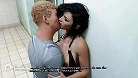 Milf cuckolds husband with his friend in the bathroom, engaging in rough passionate sex while moaning loudly