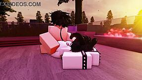 Little slut begged me to fuck her mercillesly on roblox