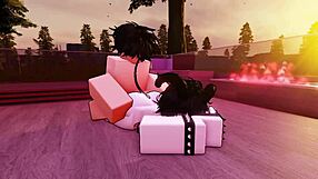 Little slut begged me to fuck her mercillesly on roblox