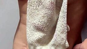 beautiful busty married woman nude before filming, nipples washed clean