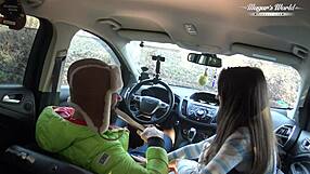 Lili charmelle stops the car for a backstage fuck and creampie