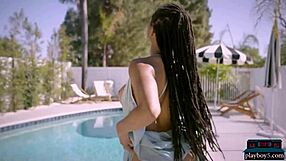 ebony kira noir strips outdoors showing big tits and ass 😏