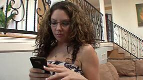 Kiki Daire cums on his cock, then lets him explore until he pops off in bondage fun